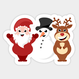 Santa Claus, snowman and red nosed reindeer Sticker